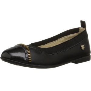 Naturino Black Girls' Ballet Flats with Gold Accent